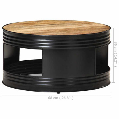Tavolino Nero 68x68x36 cm in Legno Massello di Mango Grezzo