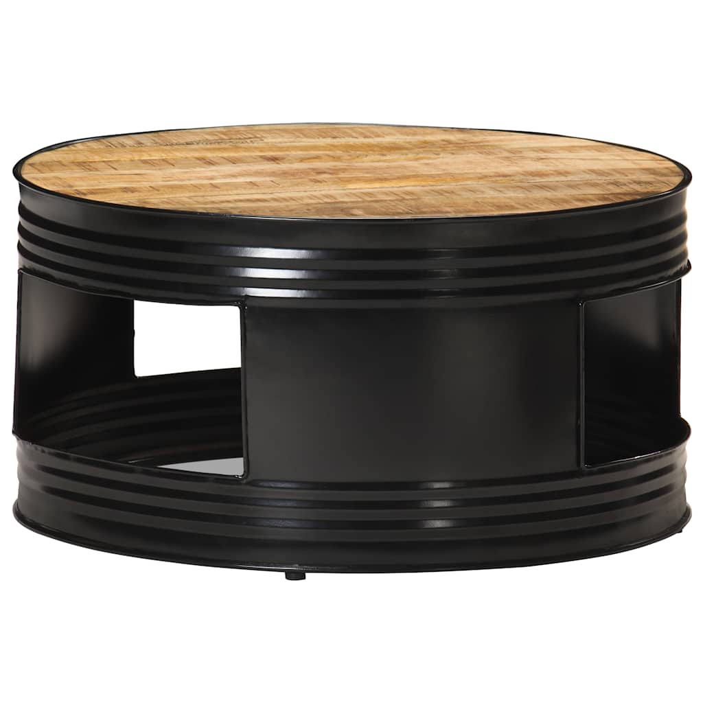 Tavolino Nero 68x68x36 cm in Legno Massello di Mango Grezzo | homemem39