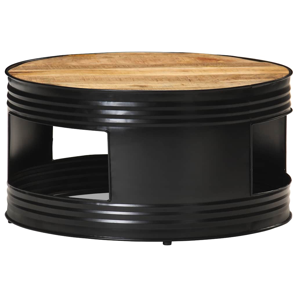 Tavolino Nero 68x68x36 cm in Legno Massello di Mango Grezzo | homemem39