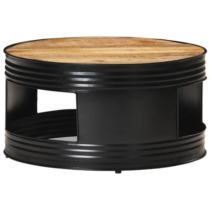 Tavolino Nero 68x68x36 cm in Legno Massello di Mango Grezzo | homemem39