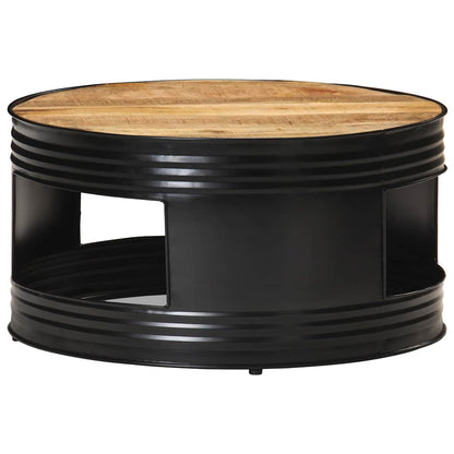 Tavolino Nero 68x68x36 cm in Legno Massello di Mango Grezzo
