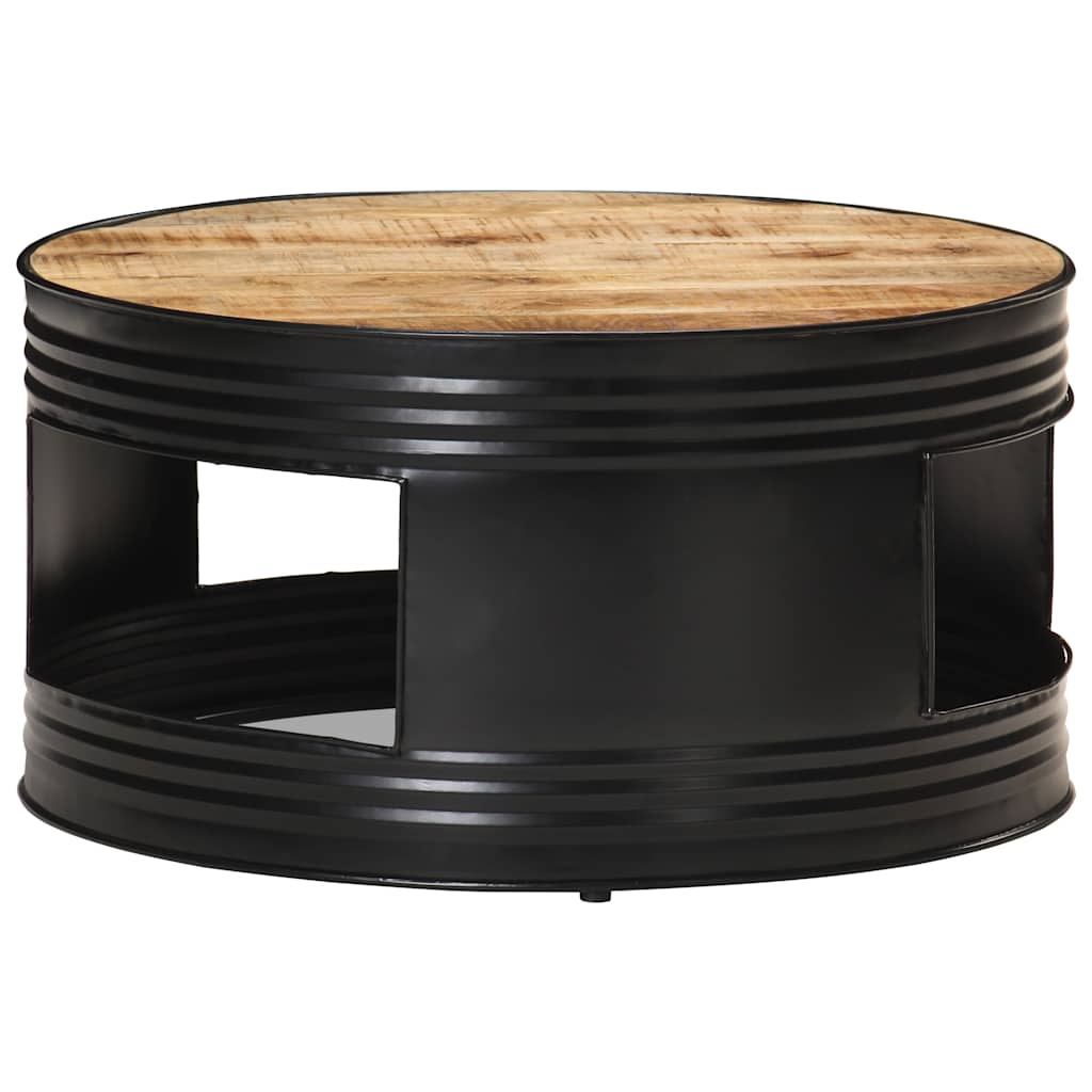 Tavolino Nero 68x68x36 cm in Legno Massello di Mango Grezzo | homemem39