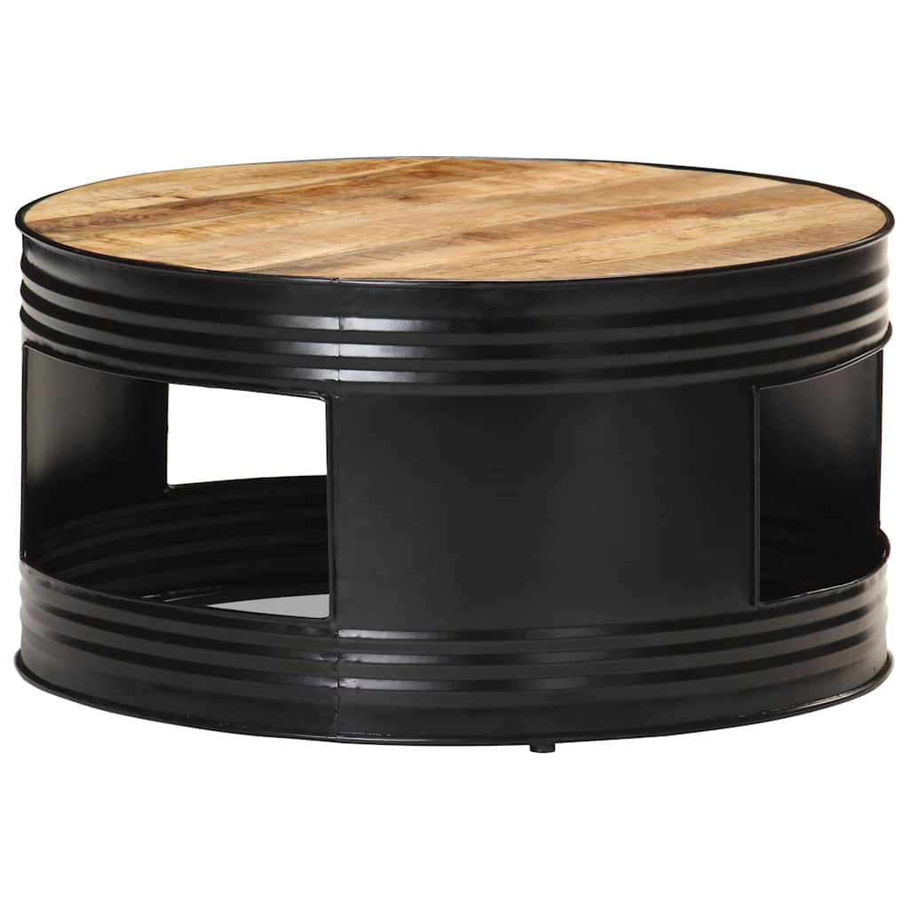 Tavolino Nero 68x68x36 cm in Legno Massello di Mango Grezzo | homemem39