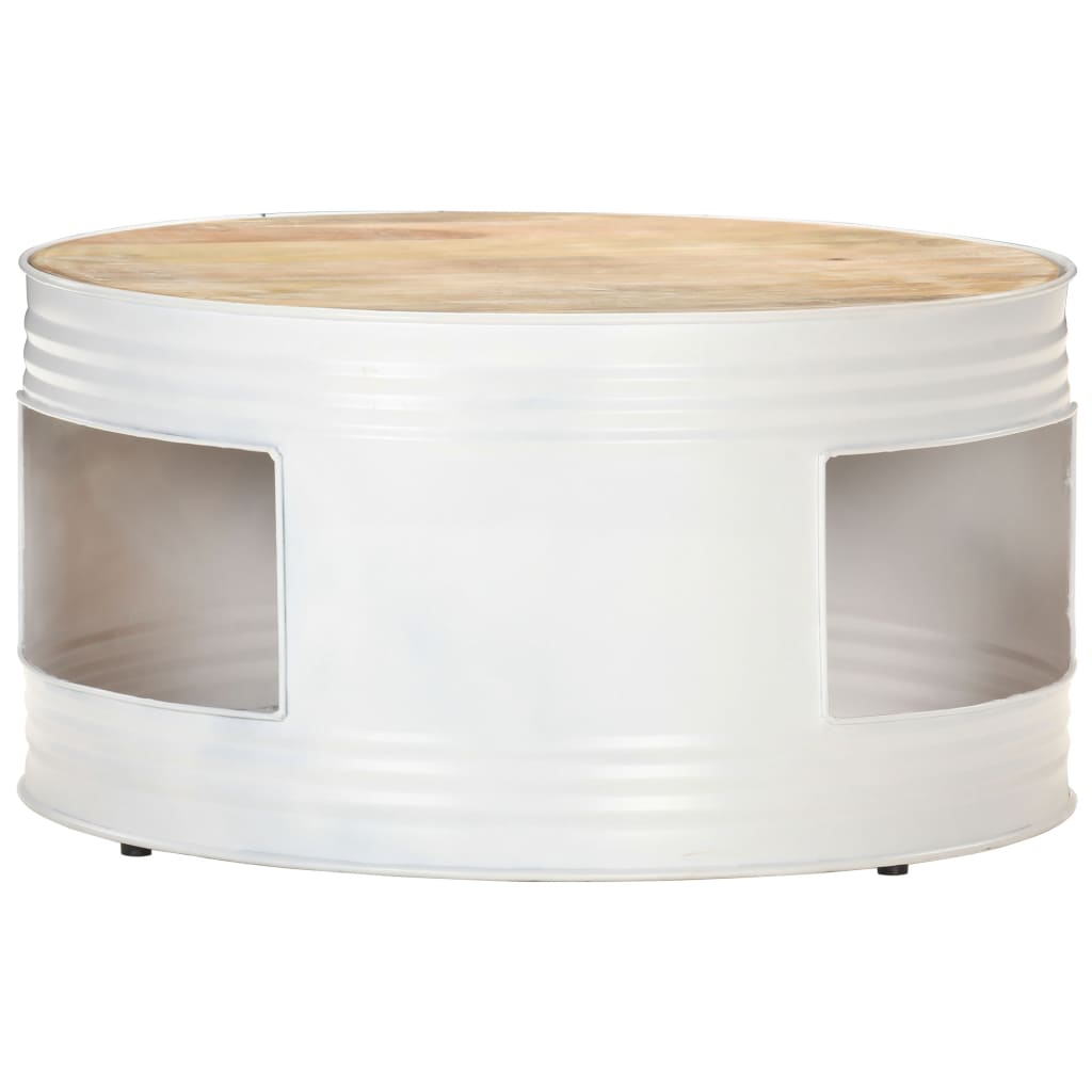 Tavolino Bianco 68x68x36 cm in Legno Massello di Mango | homemem39
