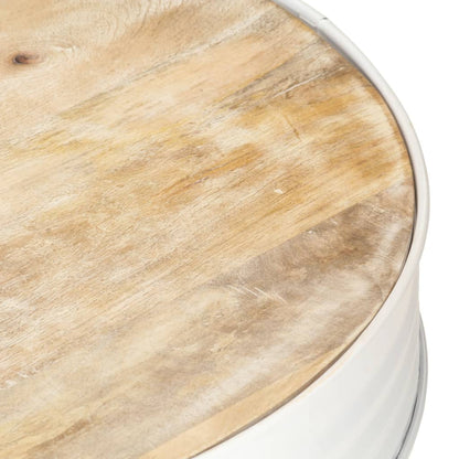 Tavolino Bianco 68x68x36 cm in Legno Massello di Mango