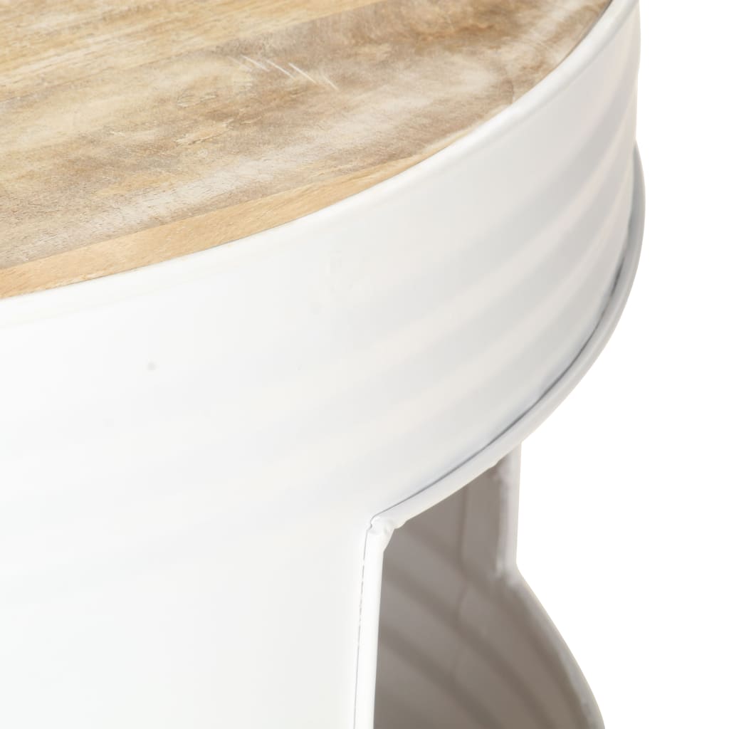 Tavolino Bianco 68x68x36 cm in Legno Massello di Mango | homemem39