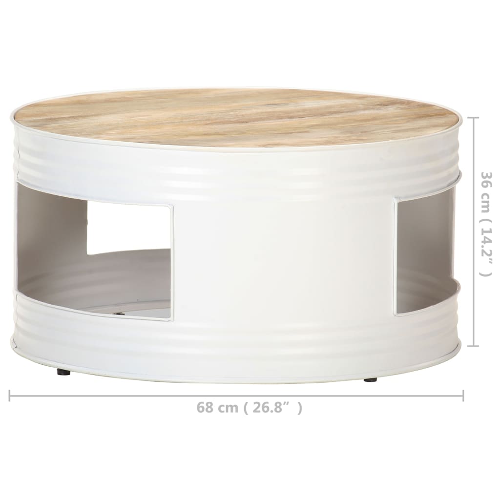 Tavolino Bianco 68x68x36 cm in Legno Massello di Mango | homemem39