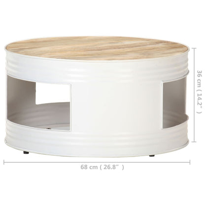 Tavolino Bianco 68x68x36 cm in Legno Massello di Mango