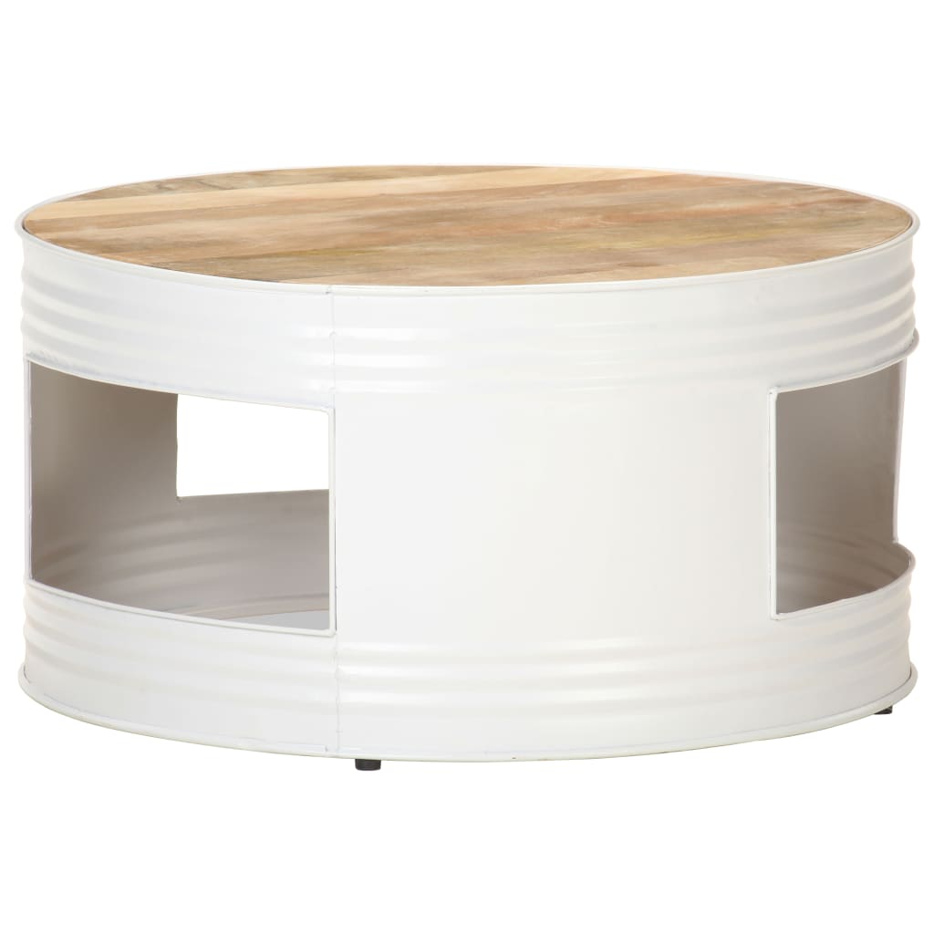 Tavolino Bianco 68x68x36 cm in Legno Massello di Mango | homemem39