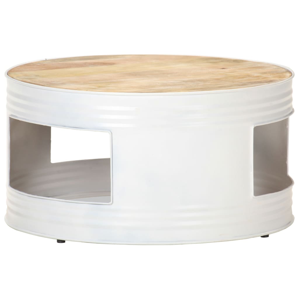 Tavolino Bianco 68x68x36 cm in Legno Massello di Mango | homemem39