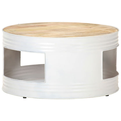 Tavolino Bianco 68x68x36 cm in Legno Massello di Mango | homemem39
