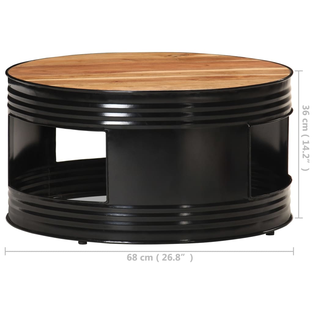 Tavolino da Salotto Nero 68x68x36 cm in Massello di Acacia | homemem39