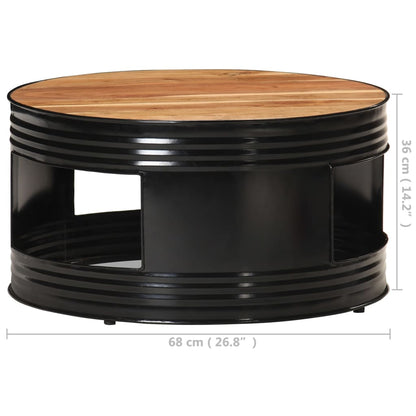 Tavolino da Salotto Nero 68x68x36 cm in Massello di Acacia | homemem39
