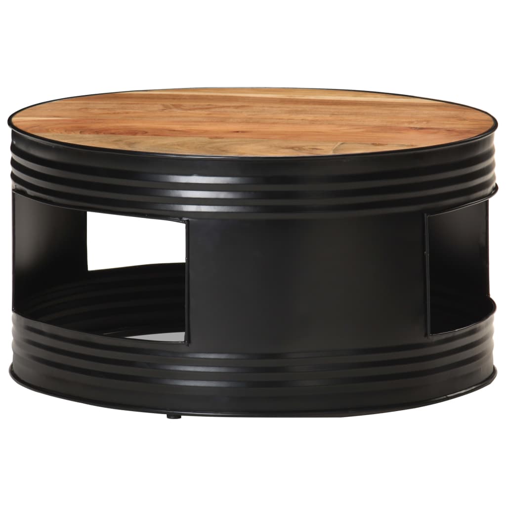 Tavolino da Salotto Nero 68x68x36 cm in Massello di Acacia | homemem39