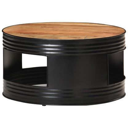 Tavolino da Salotto Nero 68x68x36 cm in Massello di Acacia | homemem39