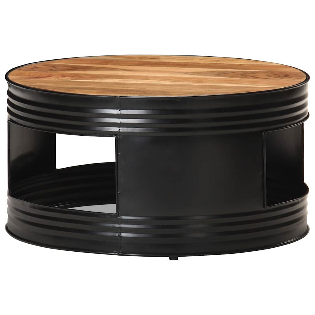 Tavolino da Salotto Nero 68x68x36 cm in Massello di Acacia