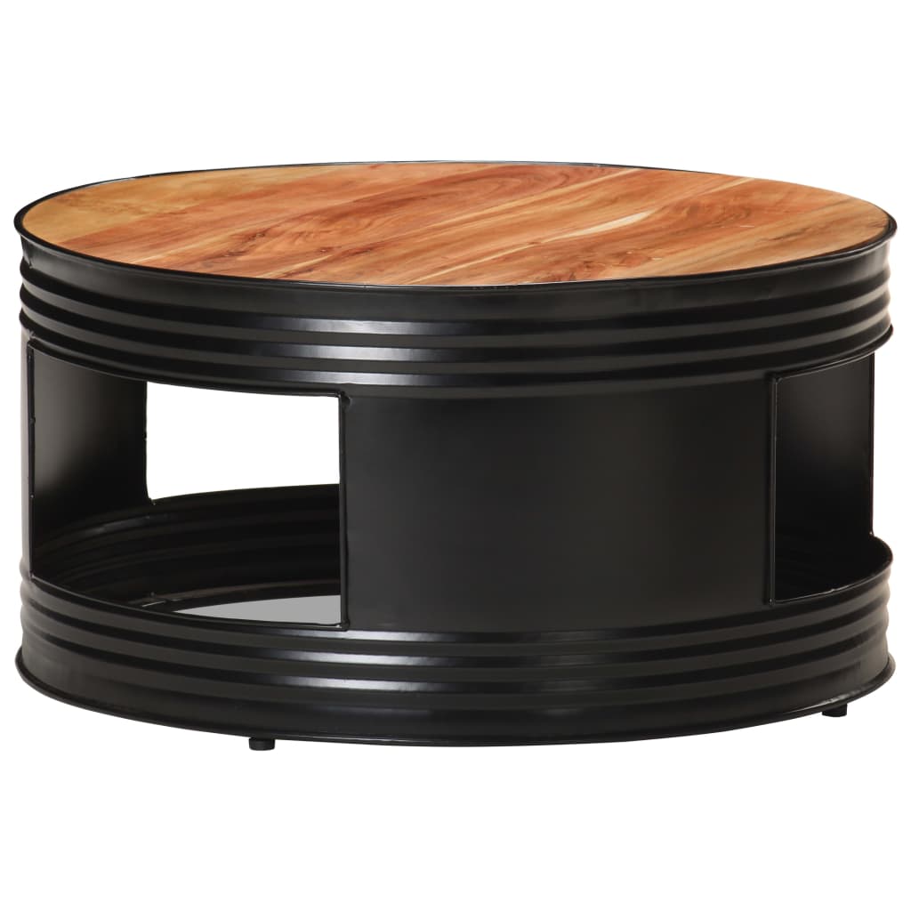 Tavolino da Salotto Nero 68x68x36 cm in Massello di Acacia | homemem39