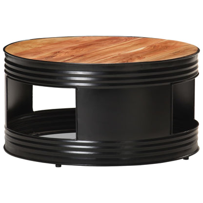 Tavolino da Salotto Nero 68x68x36 cm in Massello di Acacia | homemem39