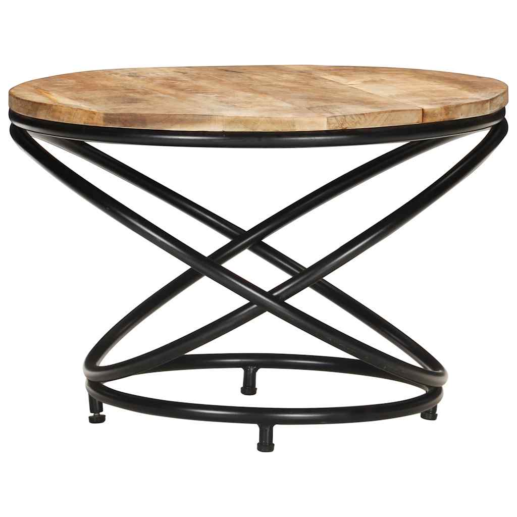 Tavolino Nero 60x60x40 cm in Legno Massello di Mango Grezzo