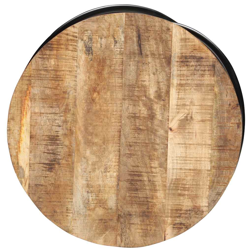 Tavolino Nero 60x60x40 cm in Legno Massello di Mango Grezzo