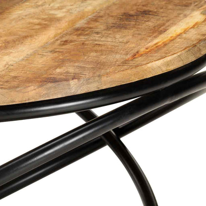 Tavolino Nero 60x60x40 cm in Legno Massello di Mango Grezzo