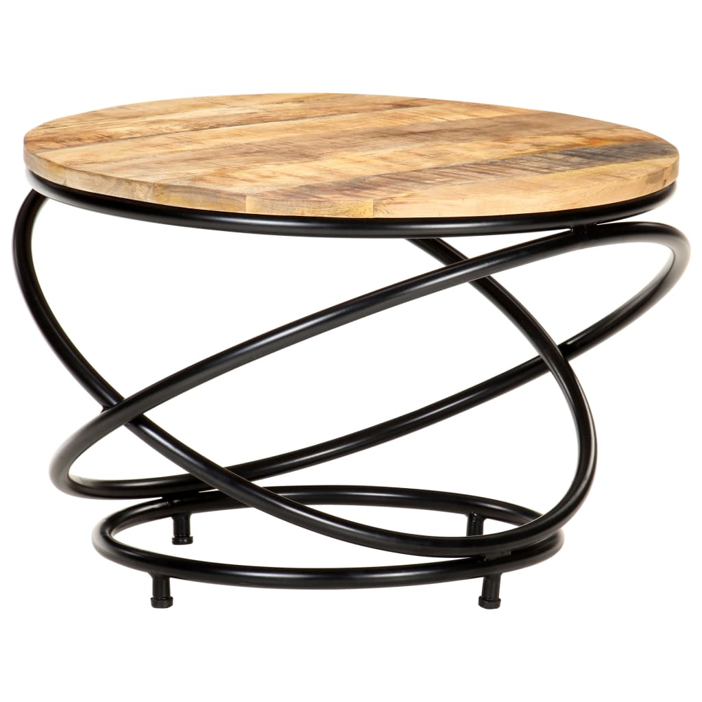 Tavolino Nero 60x60x40 cm in Legno Massello di Mango Grezzo | homemem39
