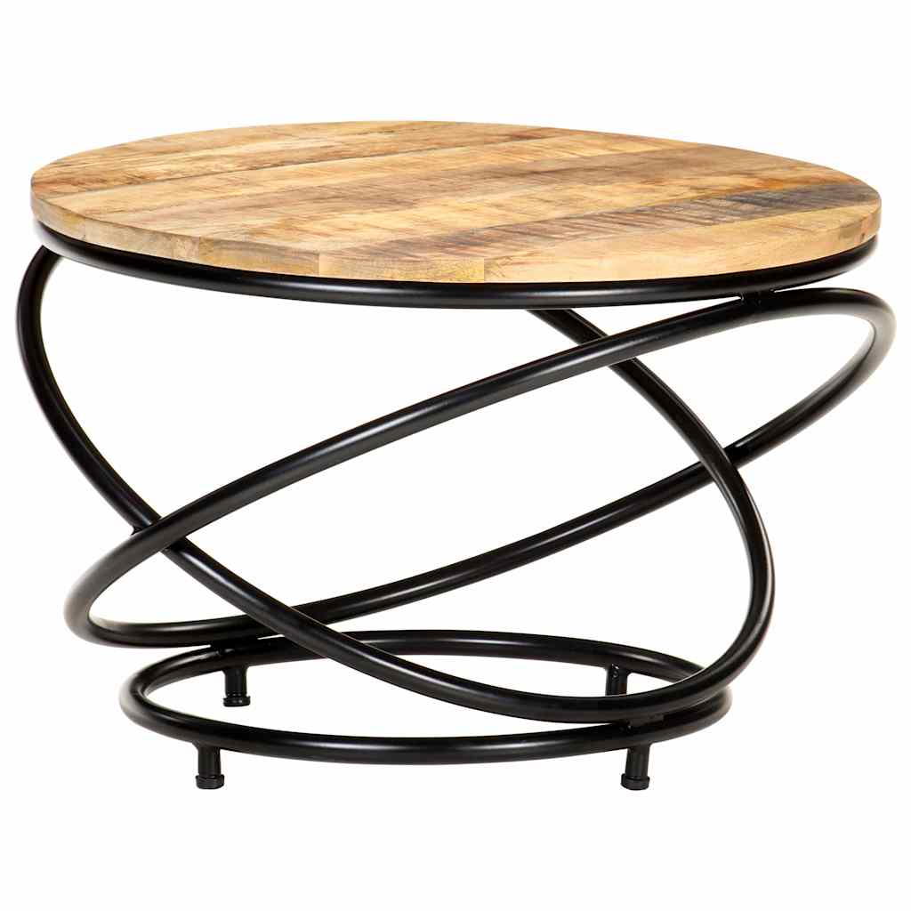 Tavolino Nero 60x60x40 cm in Legno Massello di Mango Grezzo
