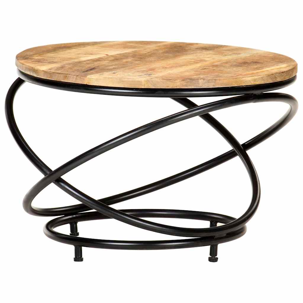 Tavolino Nero 60x60x40 cm in Legno Massello di Mango Grezzo