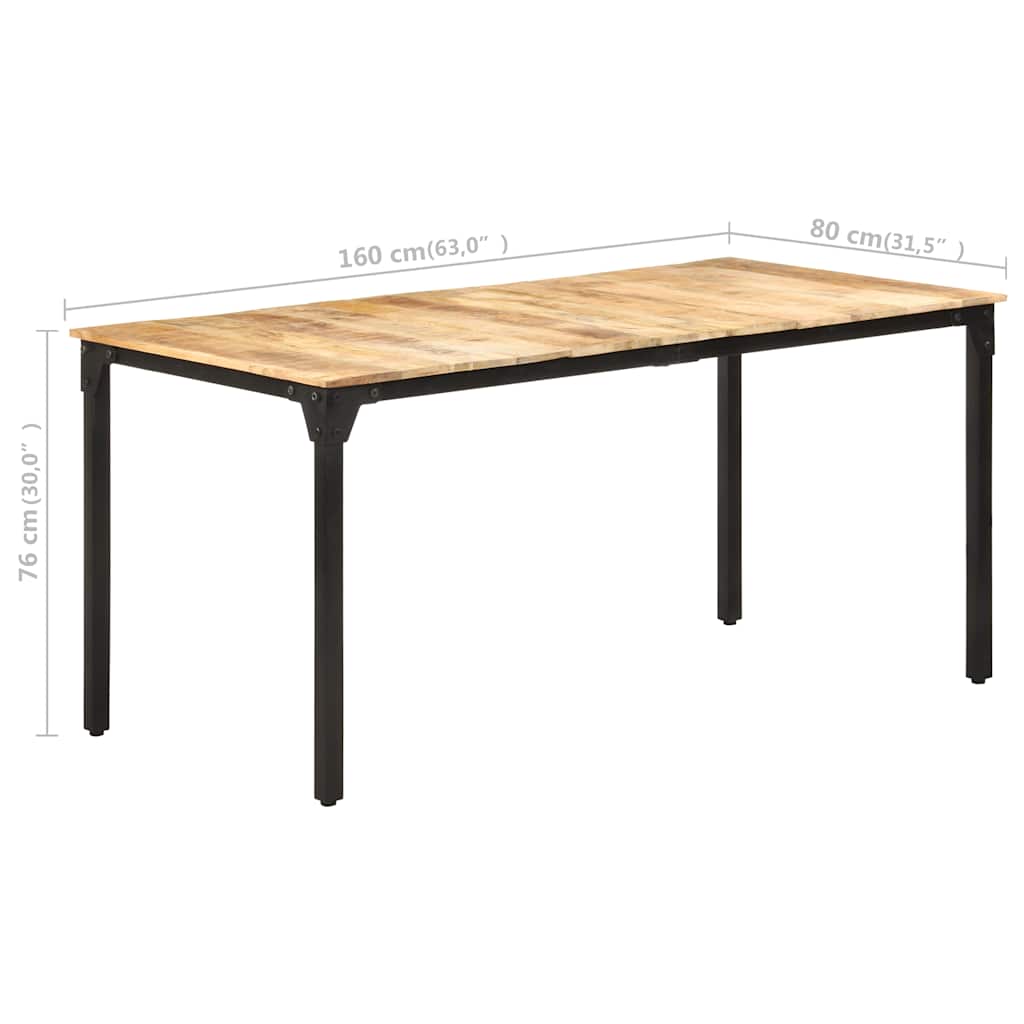 Tavolo da Pranzo 160x80x76 cm in Legno di Mango Grezzo | homemem39