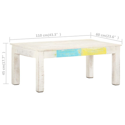 Tavolino da Salotto Bianco 110x60x45 cm in Massello di Mango | homemem39