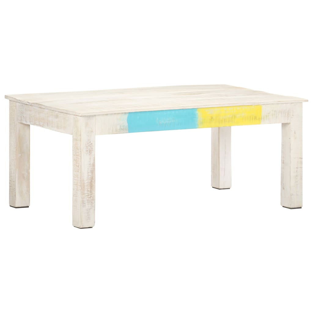 Tavolino da Salotto Bianco 110x60x45 cm in Massello di Mango | homemem39