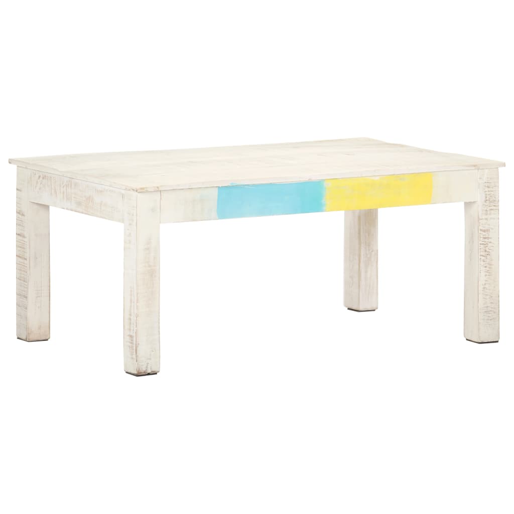 Tavolino da Salotto Bianco 110x60x45 cm in Massello di Mango | homemem39