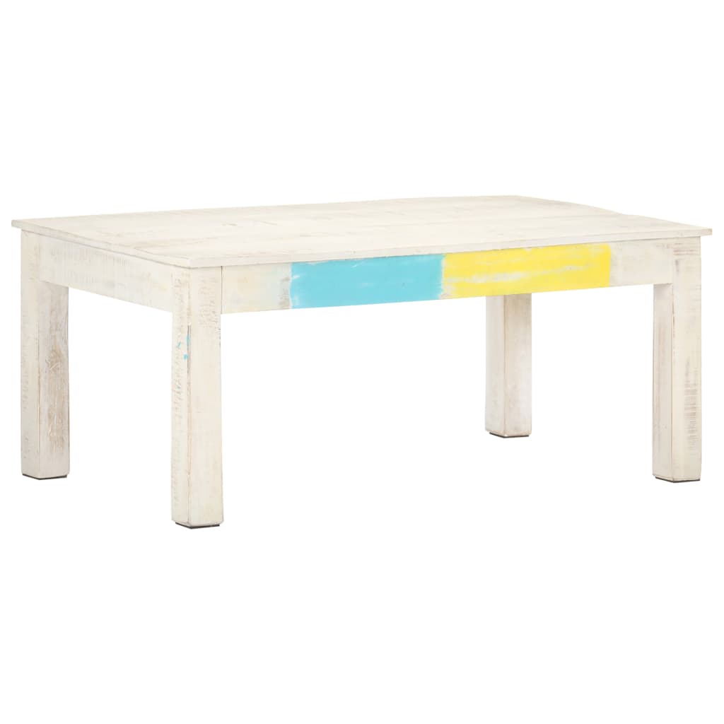 Tavolino da Salotto Bianco 110x60x45 cm in Massello di Mango | homemem39