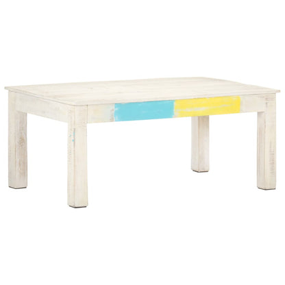 Tavolino da Salotto Bianco 110x60x45 cm in Massello di Mango | homemem39