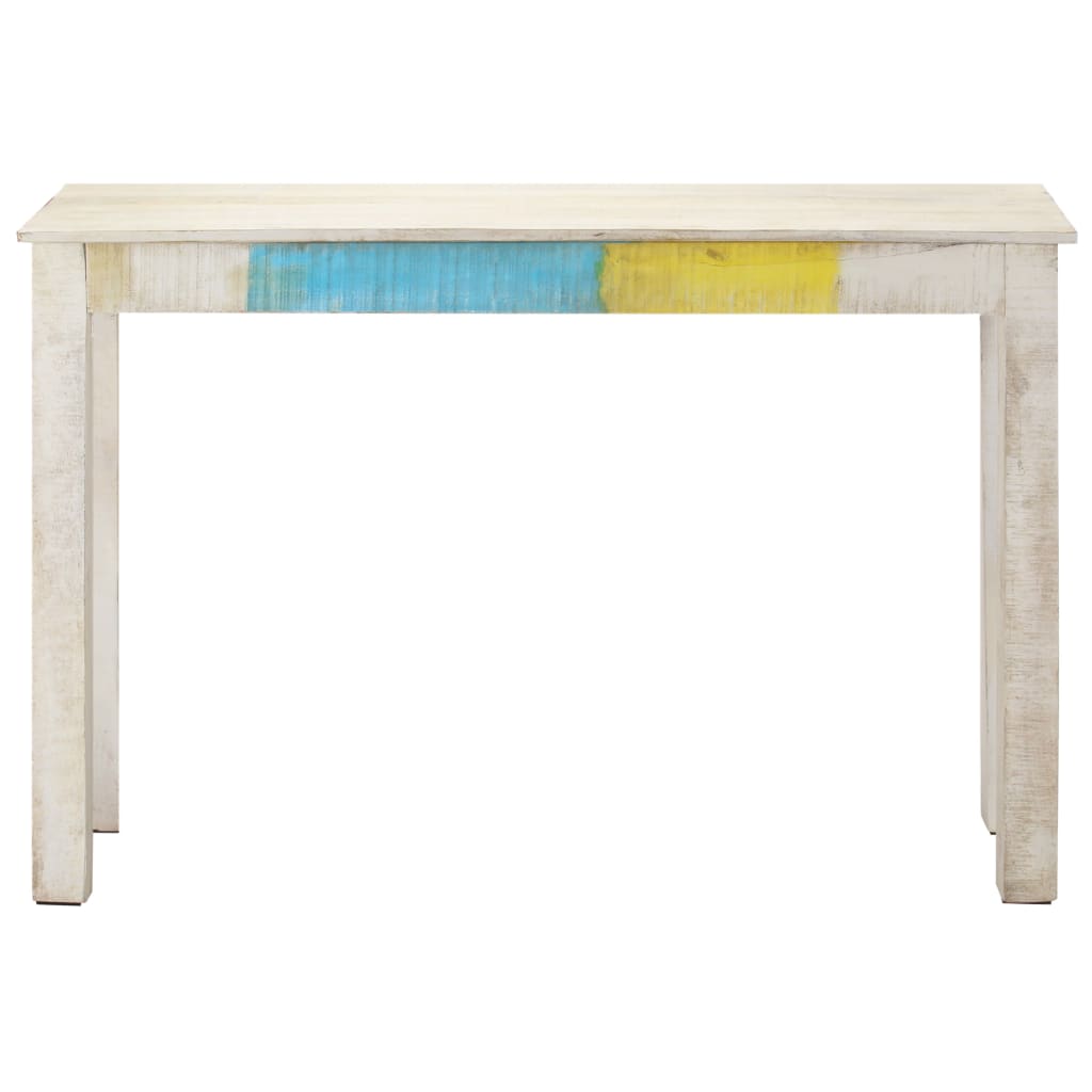 Tavolo Consolle Bianco 115x35x77 cm in Legno di Mango Grezzo - homemem39