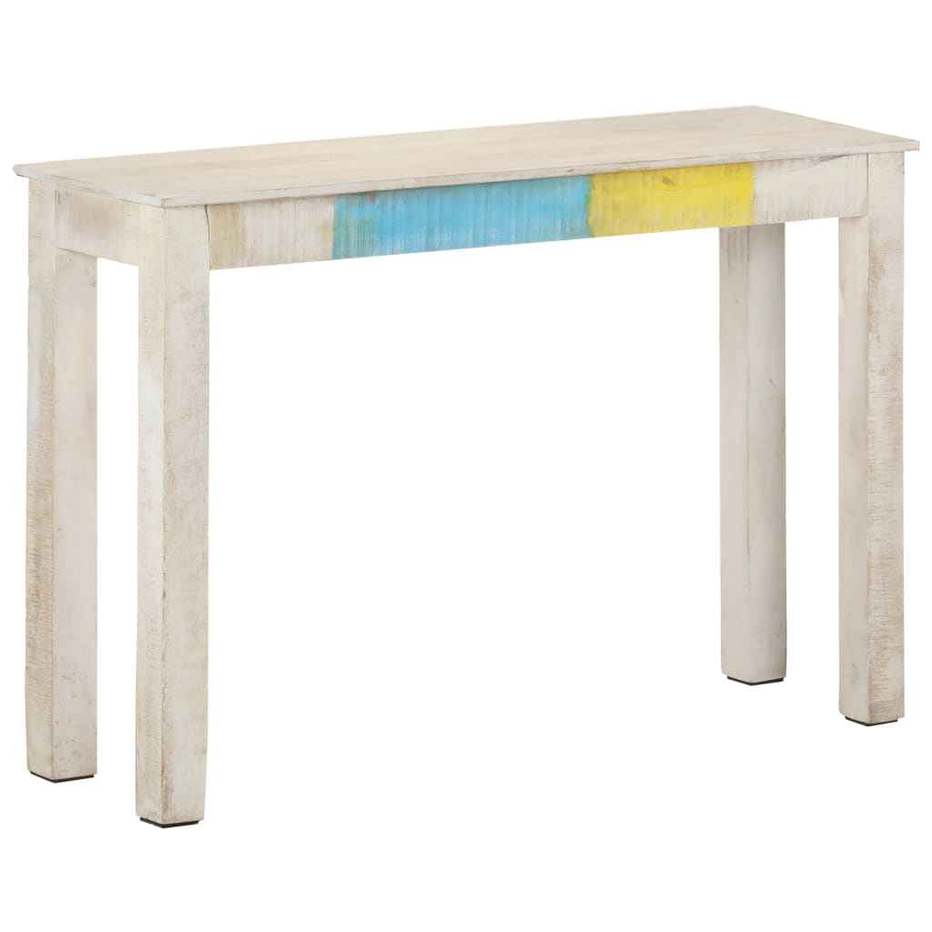 Tavolo Consolle Bianco 115x35x77 cm in Legno di Mango Grezzo - homemem39
