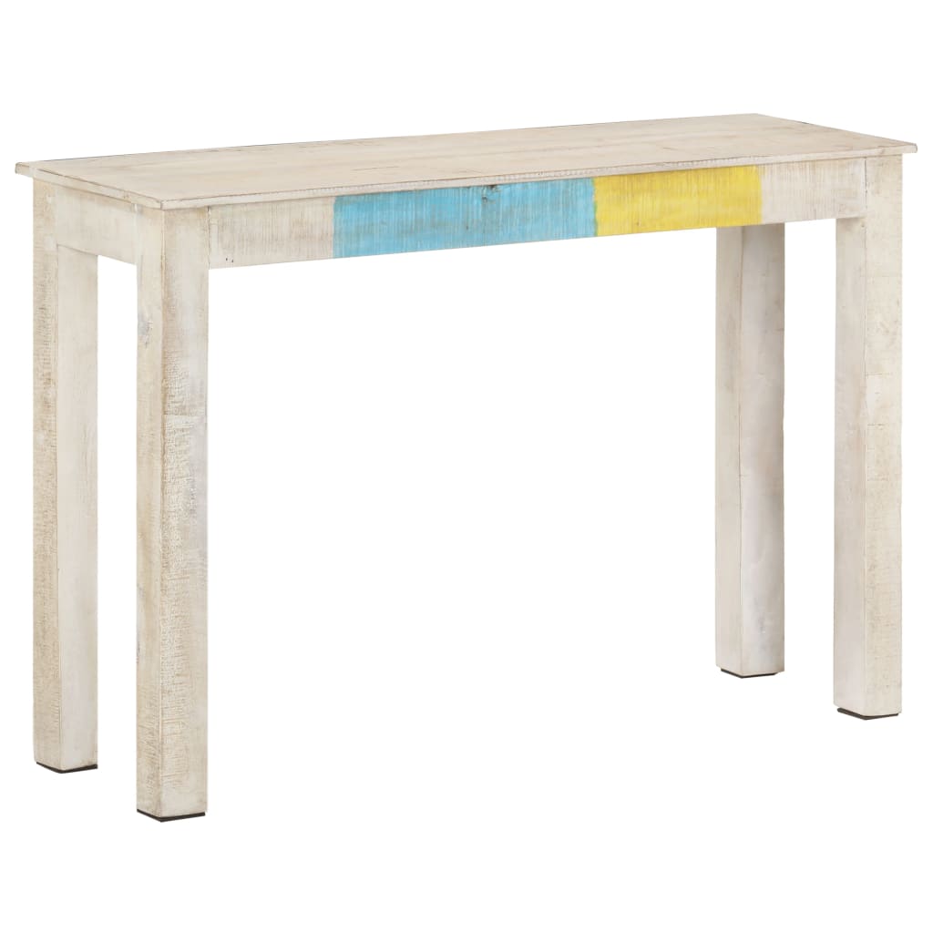 Tavolo Consolle Bianco 115x35x77 cm in Legno di Mango Grezzo - homemem39