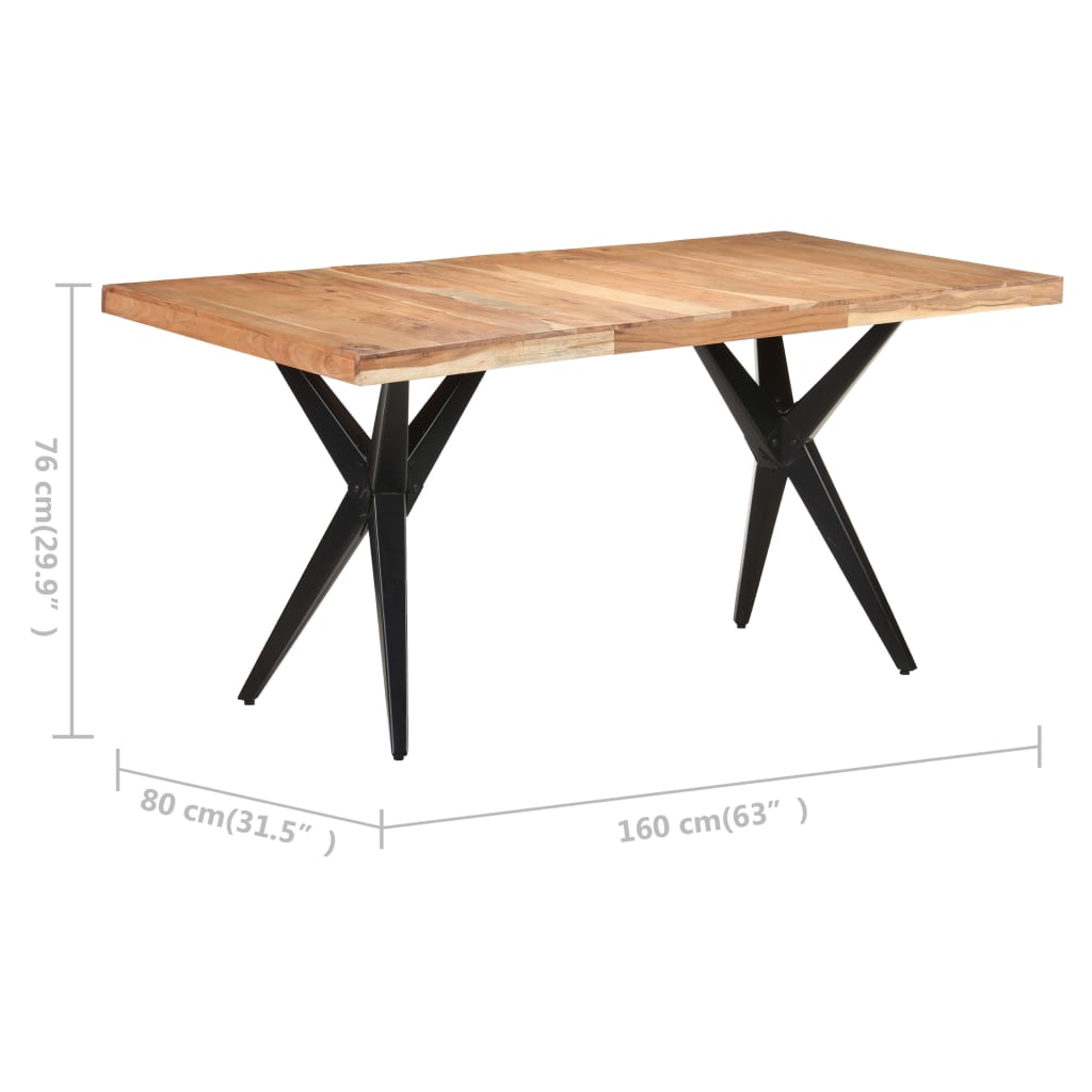 Tavolo da Pranzo 160x80x76 cm in Legno Massello di Acacia | homemem39