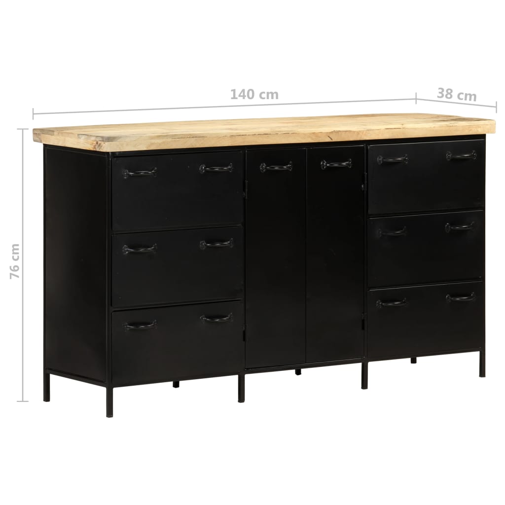 Credenza 140x38x76 cm in Legno di Mango Grezzo - homemem39