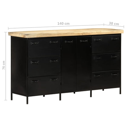 Credenza 140x38x76 cm in Legno di Mango Grezzo - homemem39