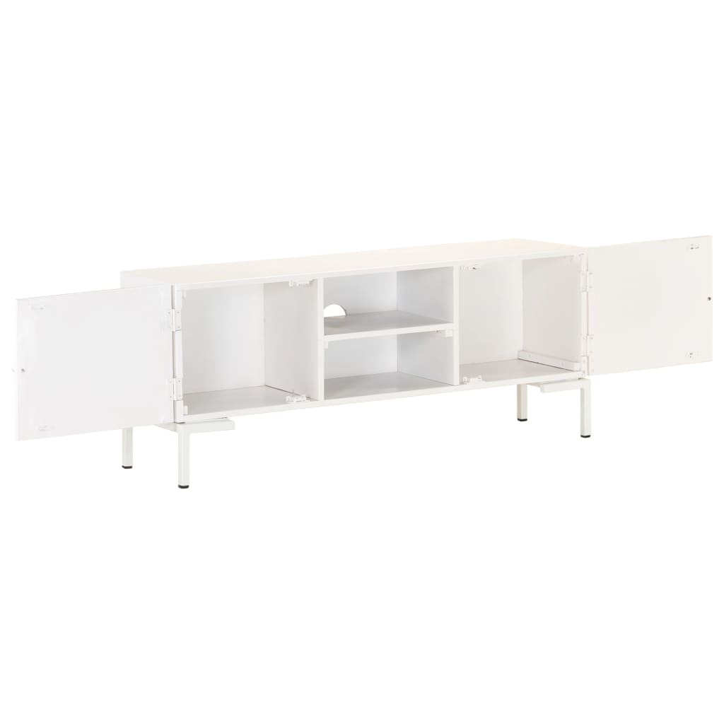 Mobile Porta TV Bianco 115x30x46cm in Legno Massello di Mango - homemem39