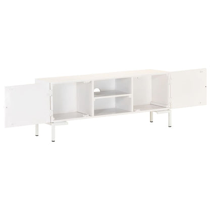 Mobile Porta TV Bianco 115x30x46cm in Legno Massello di Mango - homemem39