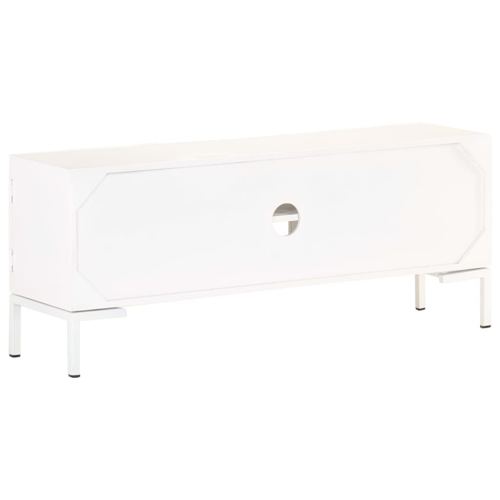 Mobile Porta TV Bianco 115x30x46cm in Legno Massello di Mango - homemem39