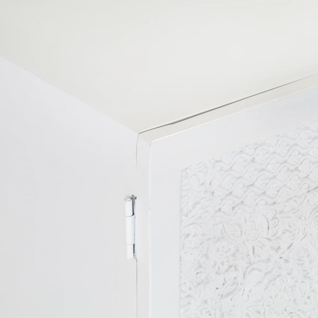 Mobile Porta TV Bianco 115x30x46cm in Legno Massello di Mango - homemem39