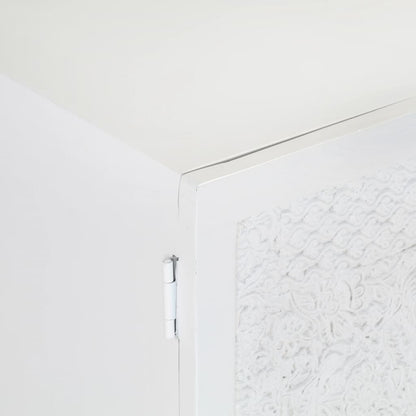 Mobile Porta TV Bianco 115x30x46cm in Legno Massello di Mango - homemem39