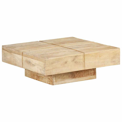 Tavolino da Salotto 80x80x28 cm in Legno Massello di Mango