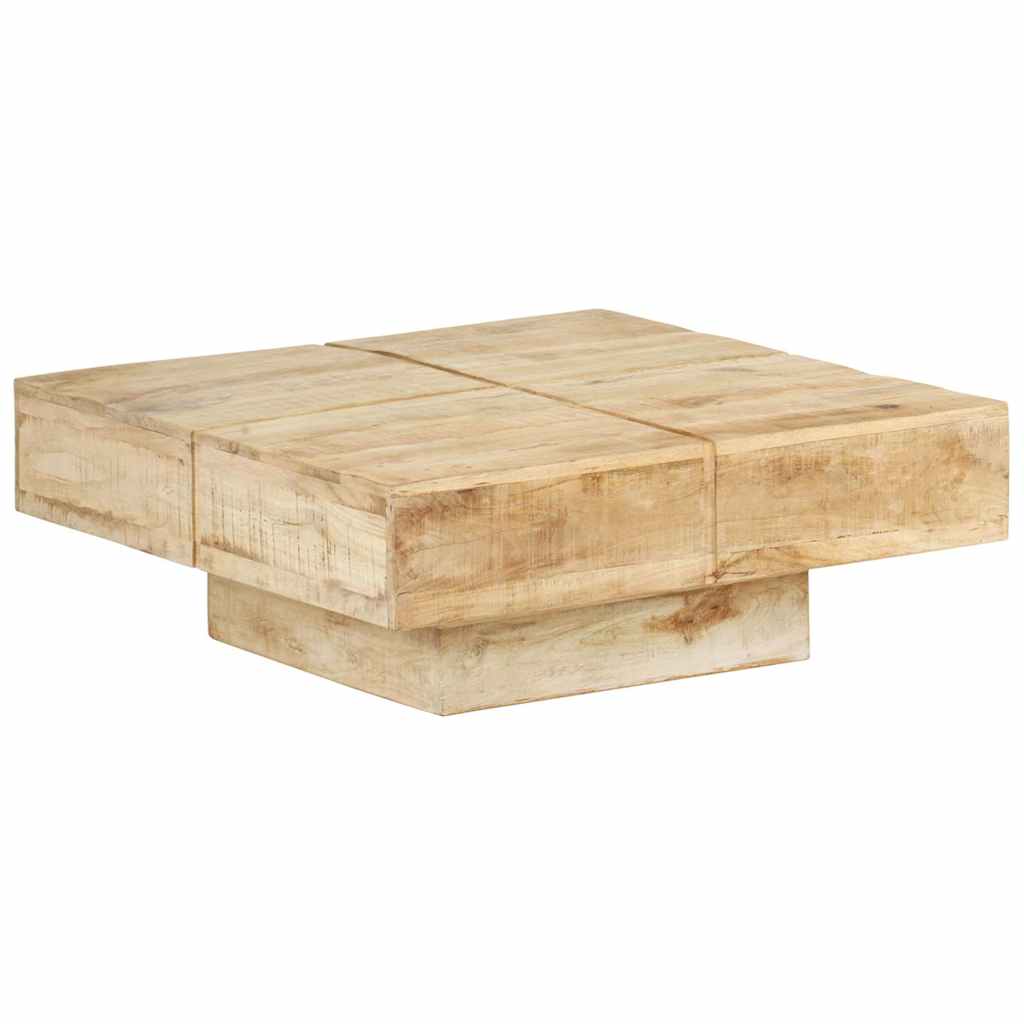 Tavolino da Salotto 80x80x28 cm in Legno Massello di Mango