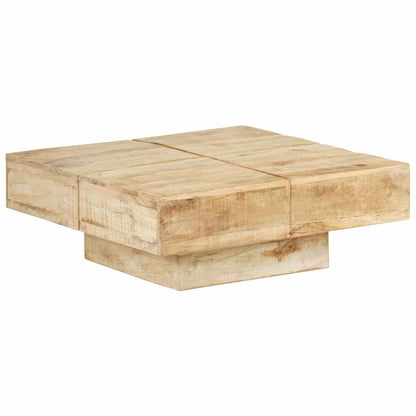 Tavolino da Salotto 80x80x28 cm in Legno Massello di Mango