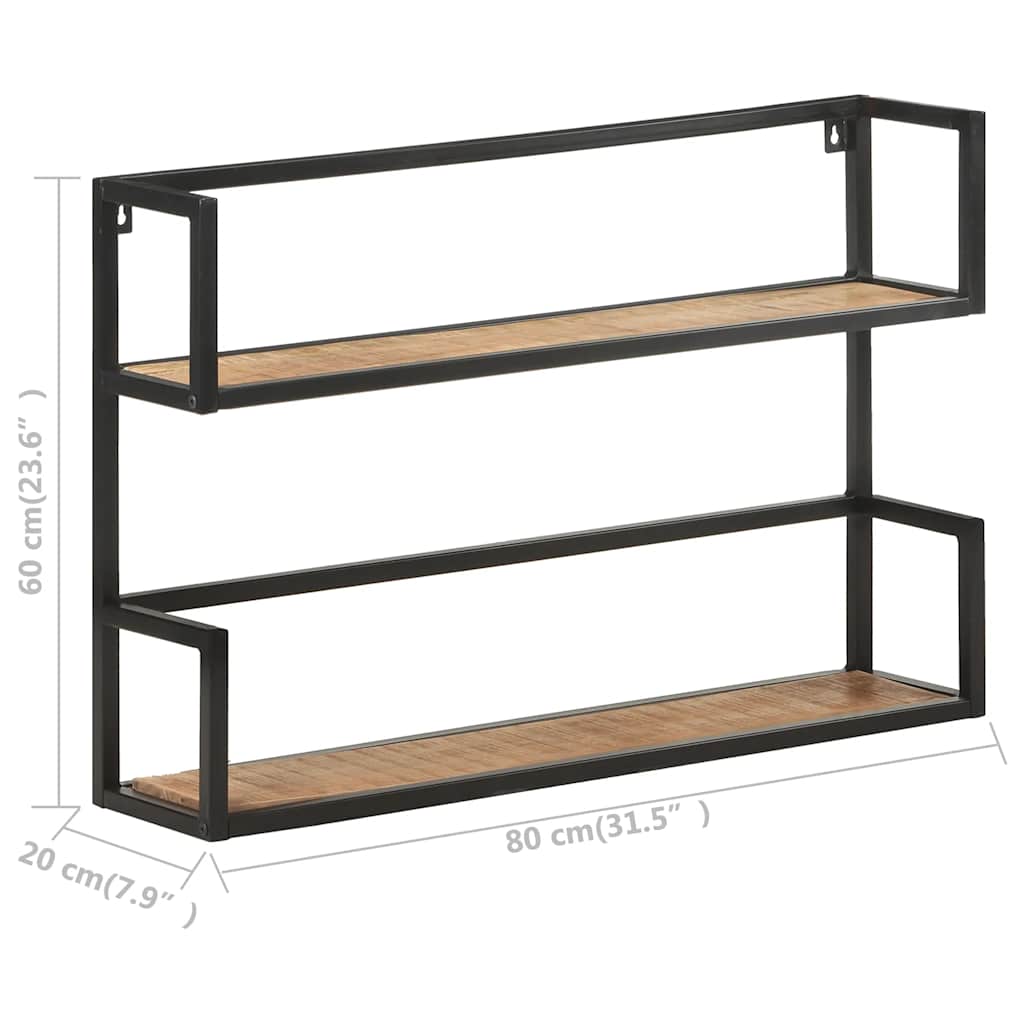 Scaffale a Muro 80x20x60 cm in Legno di Mango Grezzo | homemem39