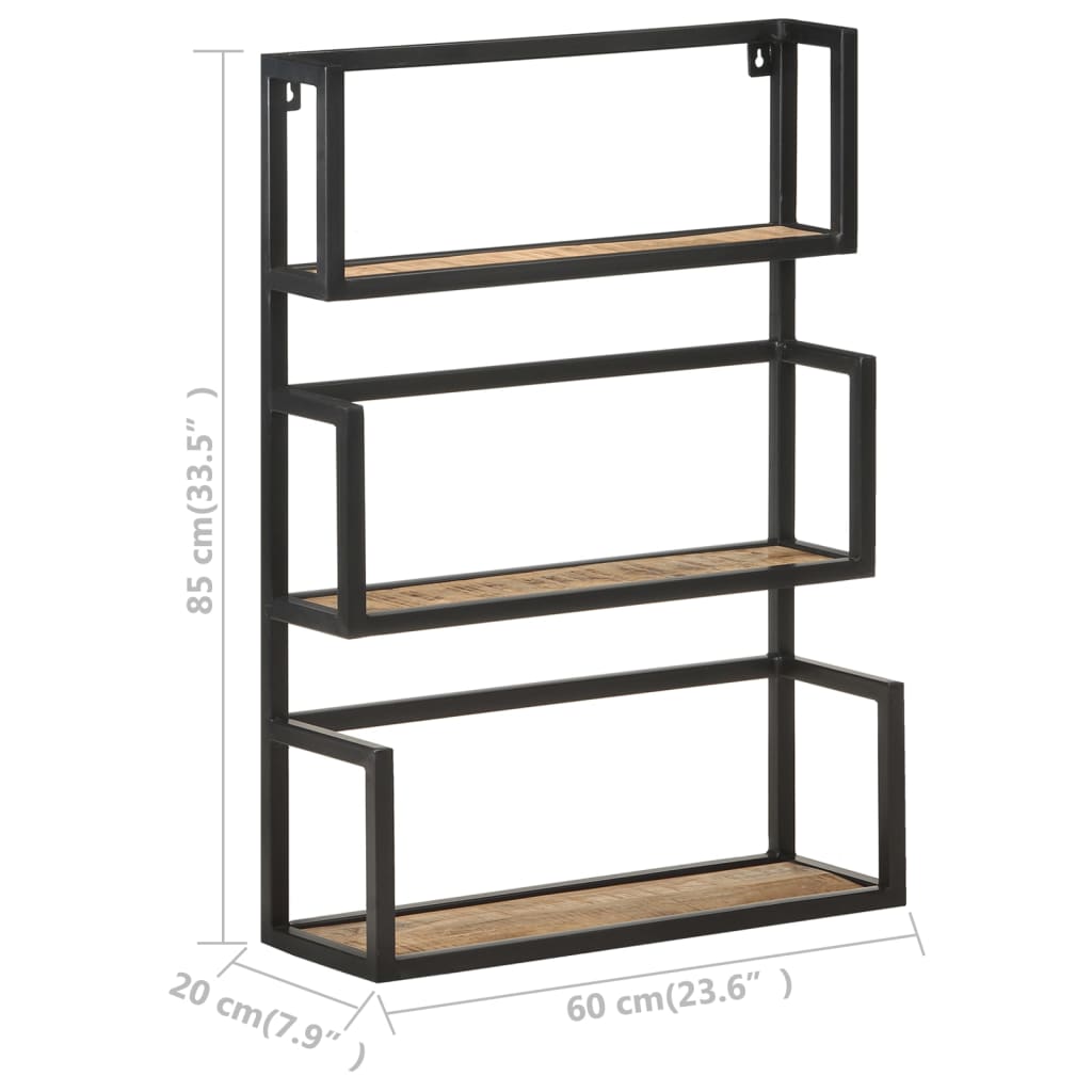 Scaffale a Muro 60x20x85 cm in Legno di Mango Grezzo | homemem39
